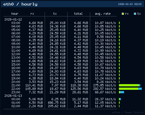 vnStat hourly